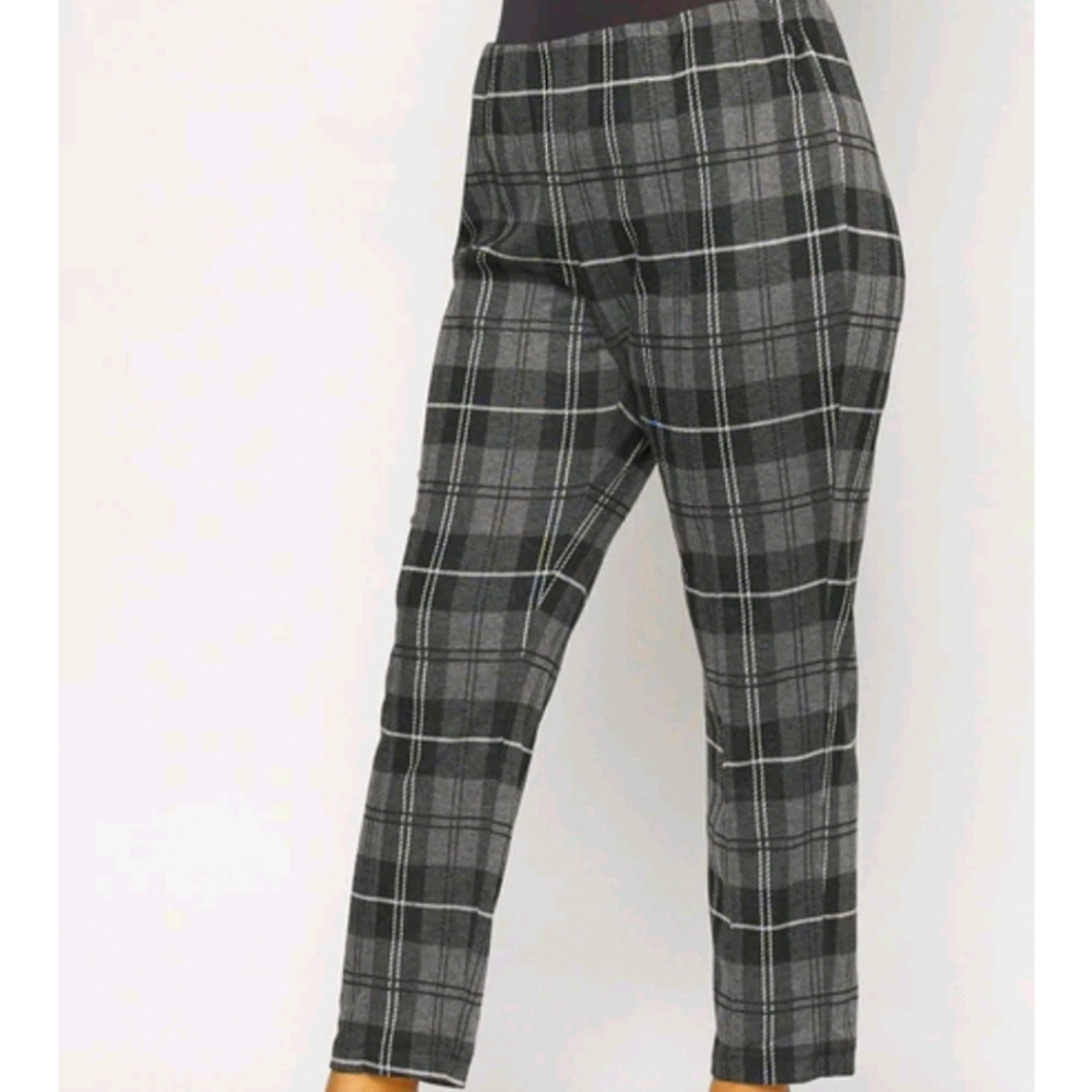 Plus Sizes Grey Plaid Pants